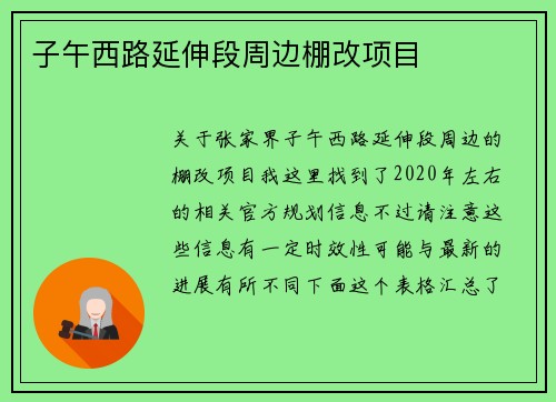 子午西路延伸段周边棚改项目